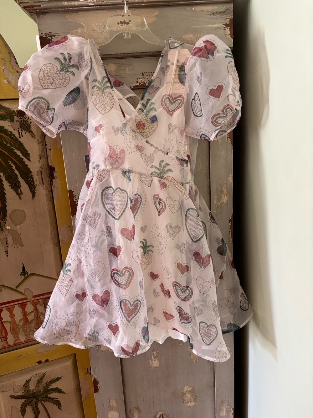 Women Pink Heart & Pineapple Print Party Dress